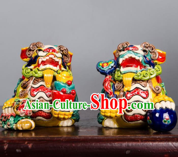 Chinese Traditional Pi Xiu Decoration Enamel Pi Yao Crafts Jingdezhen Ceramic Handicraft