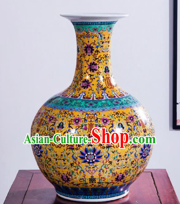 Chinese Jingdezhen Ceramic Craft Enamel Vase Handicraft Traditional Porcelain Vase