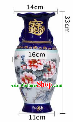 Chinese Jingdezhen Ceramic Craft Hand Painting Red Peony Enamel Vase Handicraft Traditional Porcelain Vase