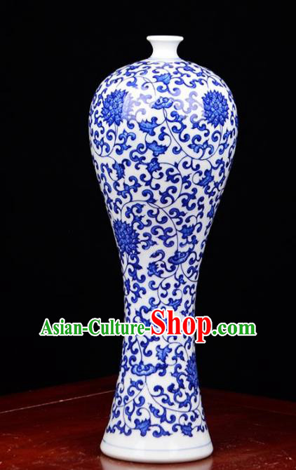 Chinese Jingdezhen Ceramic Craft Twine Lotus Pattern Enamel Vase Handicraft Traditional Porcelain Vase