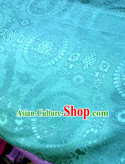 Chinese Traditional Buddhism Pattern Design Blue Brocade Silk Fabric Chinese Fabric Asian Material