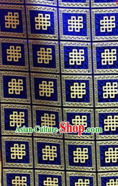 Chinese Traditional Buddhism Auspicious Pattern Royalblue Brocade Silk Fabric Tibetan Robe Satin Fabric Asian Material