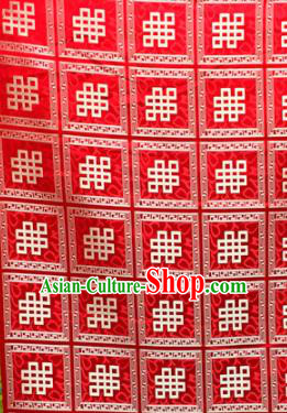 Chinese Traditional Buddhism Auspicious Pattern Red Brocade Silk Fabric Tibetan Robe Satin Fabric Asian Material