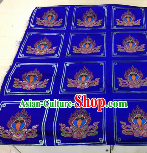 Chinese Traditional Buddhism Manichaeus Pattern Royalblue Brocade Silk Fabric Tibetan Robe Satin Fabric Asian Material