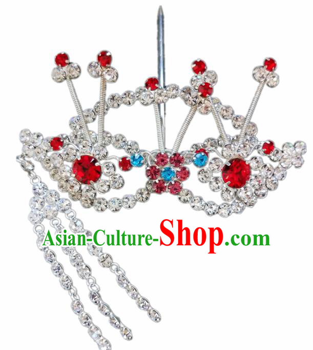 Chinese Ancient Princess Crystal Hairpins Traditional Peking Opera Artiste Headwear for Women