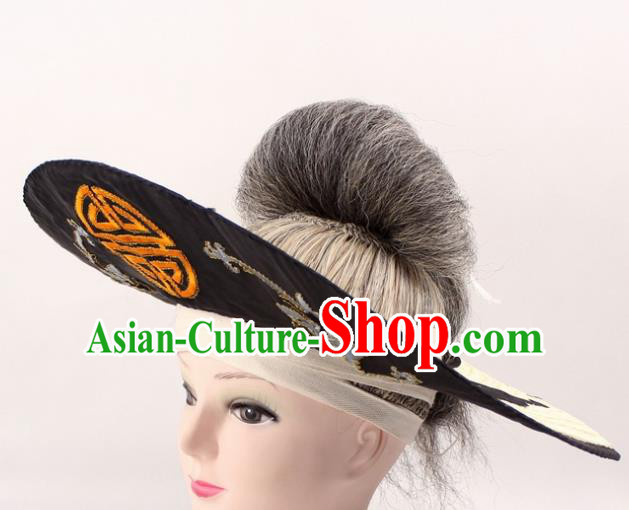 Chinese Ancient Fishermen Black Hat Traditional Peking Opera Old Male Headwear for Men