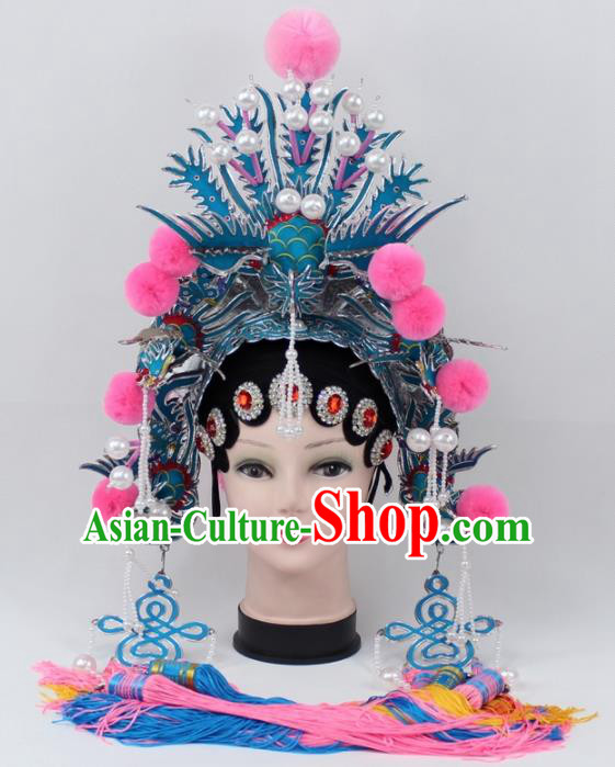 Chinese Ancient Princess Tassel Phoenix Coronet Traditional Peking Opera Diva Headwear for Women