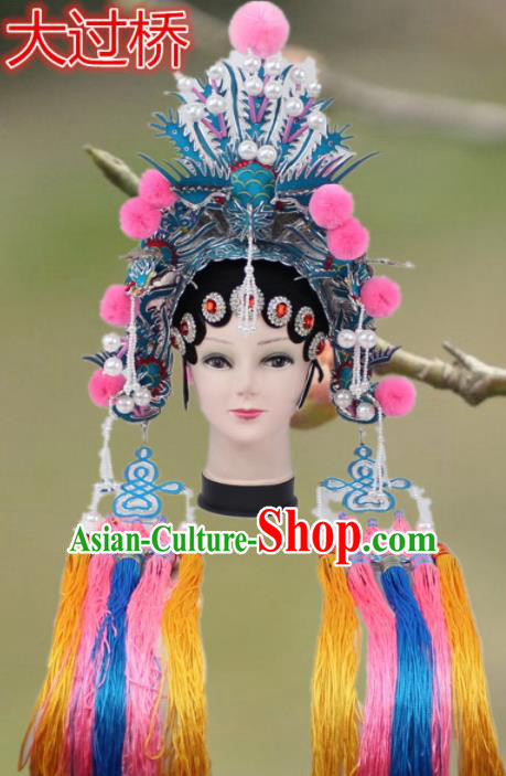 Chinese Ancient Princess Tassel Phoenix Coronet Traditional Peking Opera Diva Headwear for Women