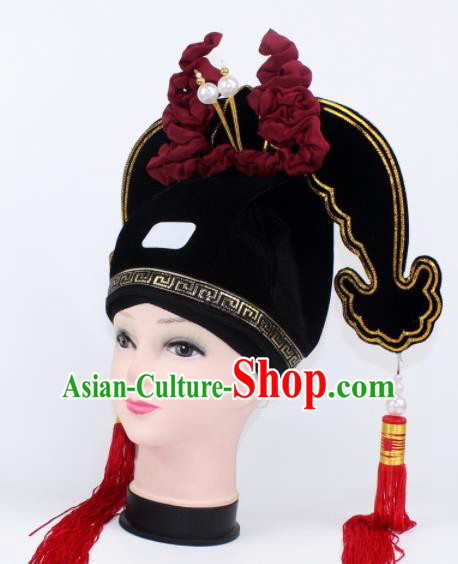 Chinese Ancient Scholar Black Hat Traditional Peking Opera Niche Headwear for Men