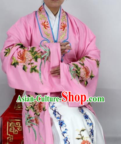 Chinese Ancient Princess Embroidered Chrysanthemum Pink Dress Traditional Peking Opera Diva Costume for Women