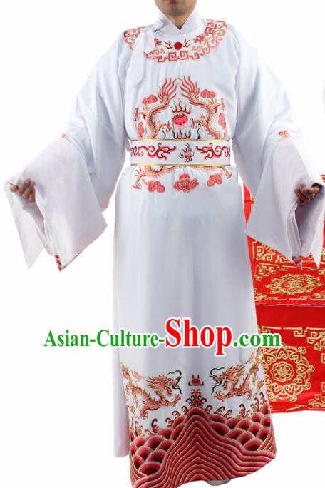 Chinese Ancient Number One Scholar Embroidered Red Dragon Robe Traditional Peking Opera Niche Costume for Men