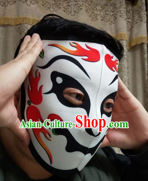 Chinese Traditional Sichuan Opera Face Changing Masks Handmade Painting White Facial Makeup