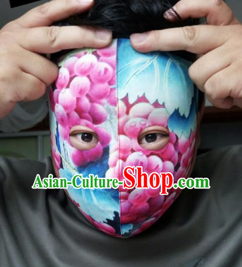 Chinese Traditional Sichuan Opera Face Changing Blue Masks Handmade Painting Facial Makeup