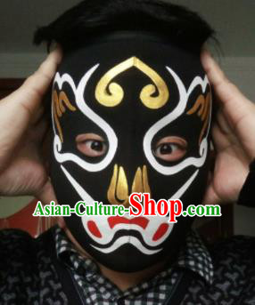 Chinese Traditional Sichuan Opera Prop Face Changing Black Masks Handmade Painting Facial Makeup