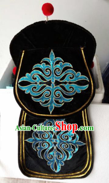 Chinese Traditional Sichuan Opera Headwear Face Changing Hat Handmade Black Helmet for Men