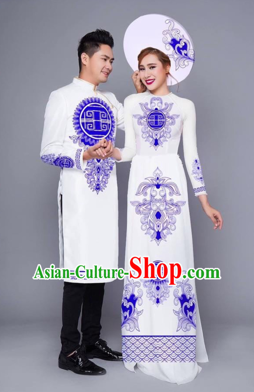 Traditional Vietnam Wedding Dresses for Bride and Bridegroom