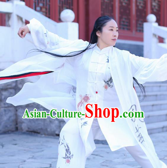 Chinese Traditional Martial Arts Competition Costume Kung Fu Tai Chi Ink Painting Clothing for Women