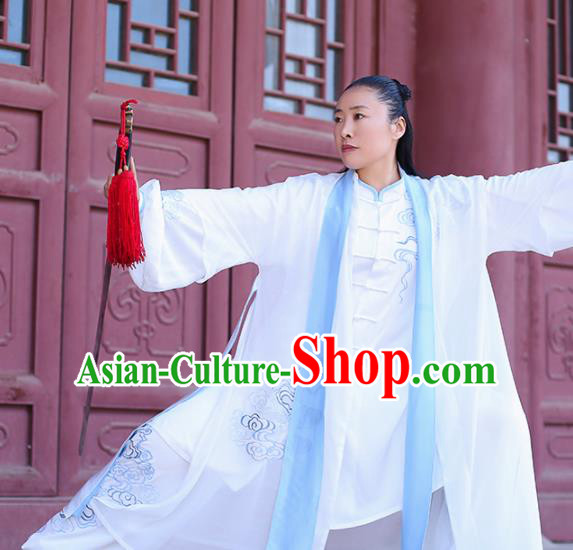 Chinese Traditional Martial Arts Competition Embroidered Costume Kung Fu Tai Chi Clothing for Women