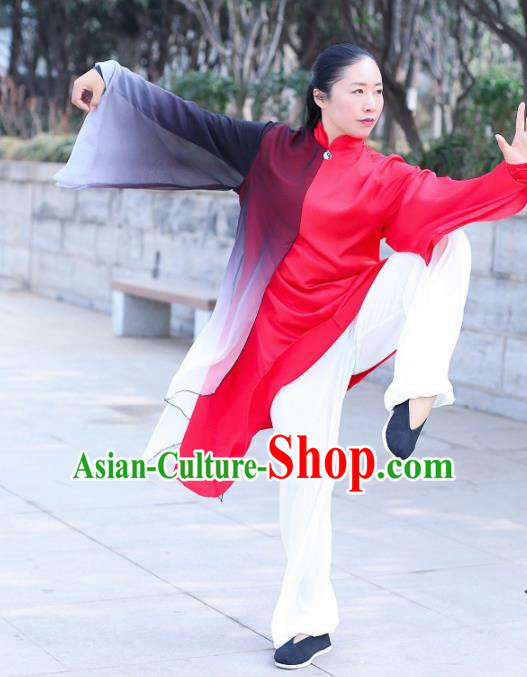 Chinese Traditional Kung Fu Competition Red Costume Martial Arts Tai Chi Clothing for Women