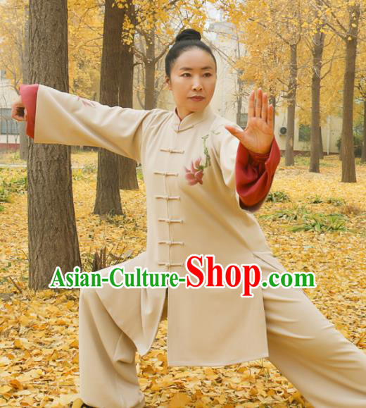 Chinese Traditional Kung Fu Competition Costume Martial Arts Tai Chi Printing Magnolia Clothing for Women