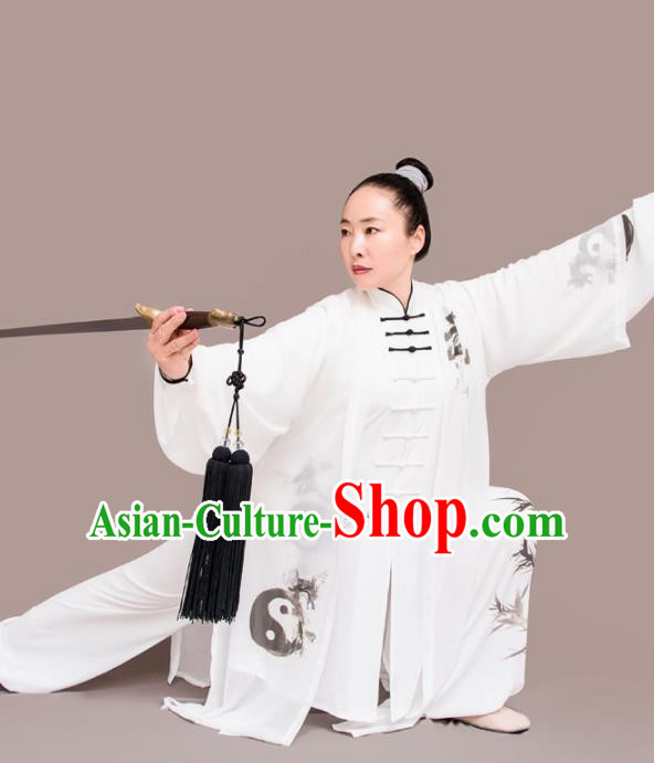 Chinese Traditional Kung Fu Costume Martial Arts Competition Tai Chi Printing Bamboo Clothing for Women