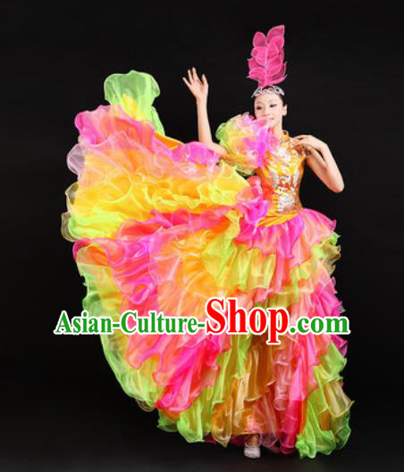 Chinese Traditional Opening Dance Bubble Dress Spring Festival Gala Stage Performance Costume for Women