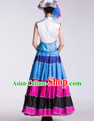 Chinese Traditional Ethnic Dance Costume Yi Nationality Dance Stage Performance Dress for Women