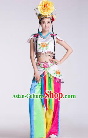 Chinese Traditional Umbrella Dance Costume Classical Dance Stage Performance Clothing for Women