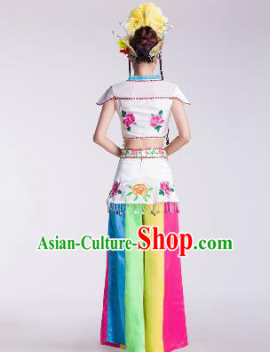 Chinese Traditional Umbrella Dance Costume Classical Dance Stage Performance Clothing for Women