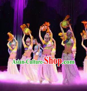 Chinese Traditional Classical Dance Pink Clothing Lotus Dance Stage Performance Costume for Women