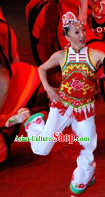 Chinese Traditional Fan Dance Clothing Folk Dance Stage Performance Costume for Women