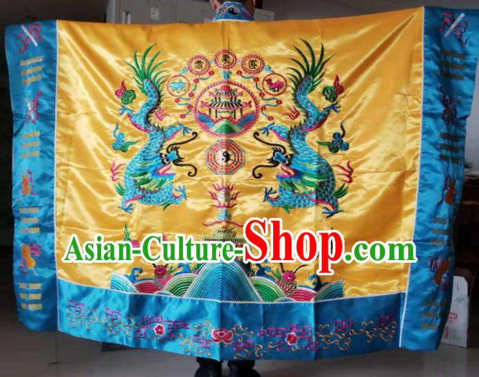 Chinese Traditional Taoism Costume National Taoist Priest Embroidered Dragon Cassock for Men