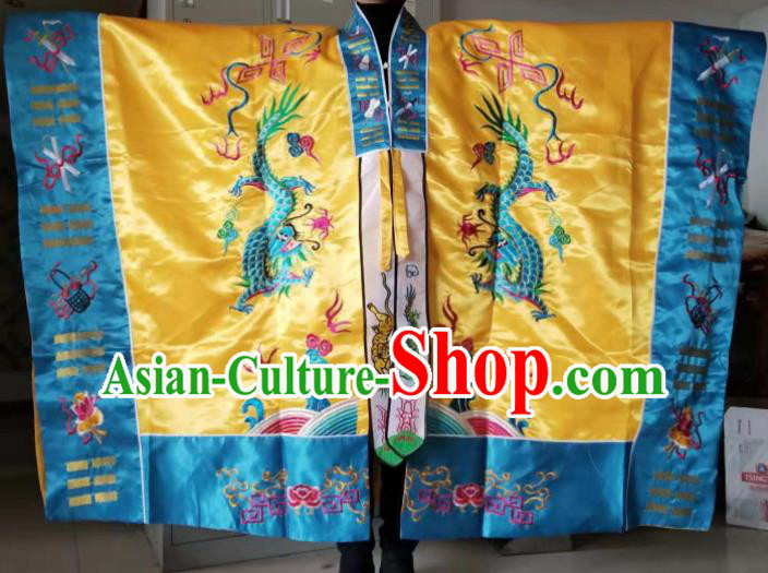 Chinese Traditional Taoism Costume National Taoist Priest Embroidered Dragon Cassock for Men