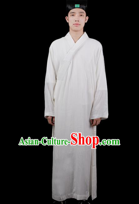 Chinese Traditional Taoism Costume National Taoist Priest White Robe for Men