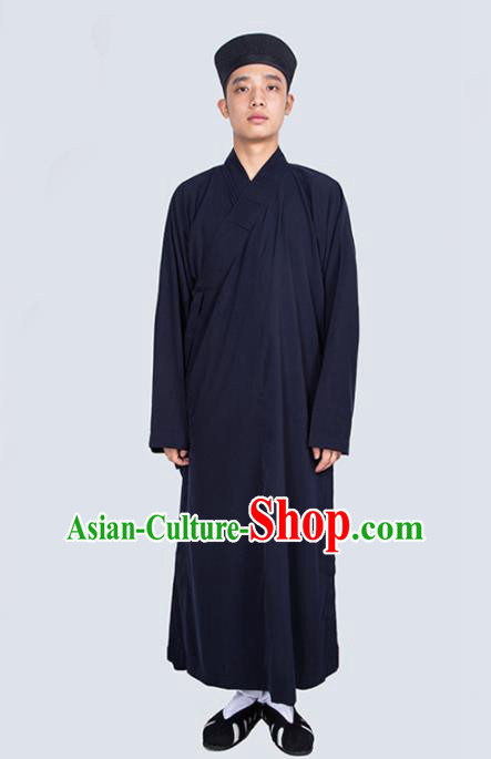 Chinese Traditional Taoism Costume National Taoist Priest Navy Robe for Men