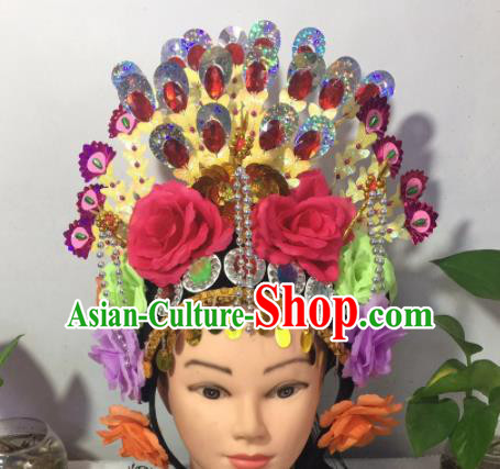 Chinese Traditional Beijing Opera Peri Phoenix Coronet Headwear Peking Opera Diva Hair Accessories for Kids