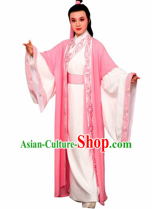 Chinese Traditional Peking Opera Nobility Childe Pink Embroidered Robe Beijing Opera Niche Costume for Men