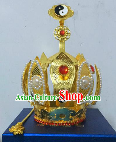 Chinese Traditional Taoism Headwear National Taoist Priest Bagua Hairdo Crown for Men