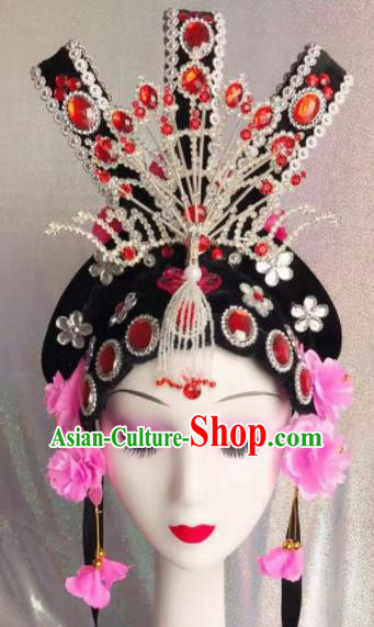 Chinese Traditional Beijing Opera Imperial Consort Wigs and Hairpins Headwear Peking Opera Diva Hair Accessories for Women