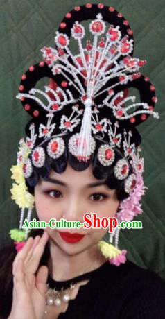Chinese Traditional Beijing Opera Imperial Consort Wigs and Phoenix Hairpins Peking Opera Diva Hair Accessories for Women