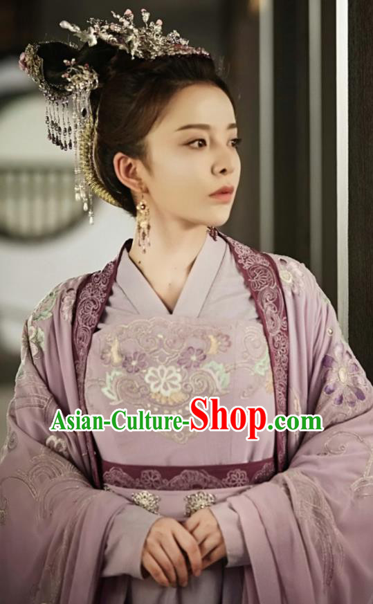 Chinese Drama Queen Dugu Sui Dynasty Princess Consort Hanfu Dress Ancient Historical Costume and Headpiece for Women