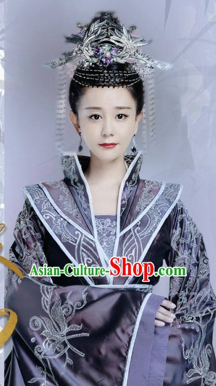 Chinese Drama Queen Dugu Northern Zhou Dynasty Empress Hanfu Dress Ancient Historical Costume and Headpiece for Women