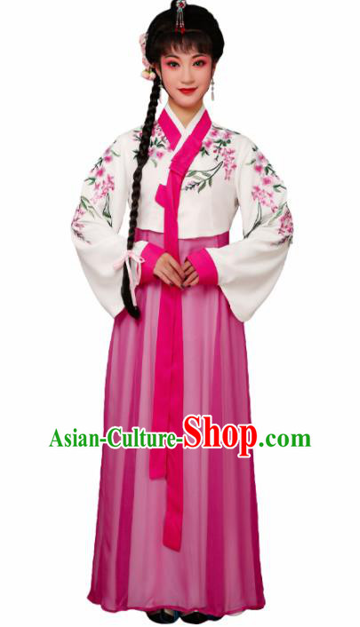 Chinese Traditional Huangmei Opera Embroidered Rosy Dress Beijing Opera Hua Dan Costume for Women