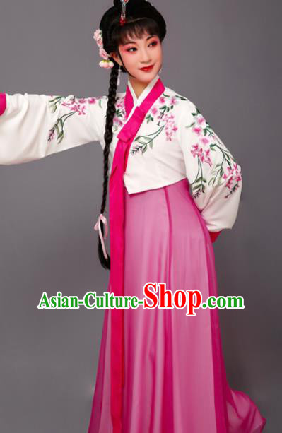 Chinese Traditional Huangmei Opera Embroidered Rosy Dress Beijing Opera Hua Dan Costume for Women