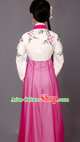 Chinese Traditional Huangmei Opera Embroidered Rosy Dress Beijing Opera Hua Dan Costume for Women