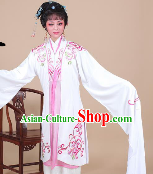 Chinese Traditional Shaoxing Opera Madam White Snake Embroidered Dress Beijing Opera Hua Dan Costume for Women