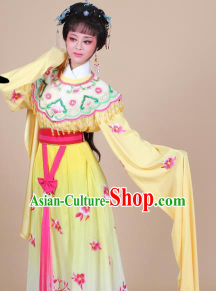 Chinese Traditional Shaoxing Opera Peri Princess Yellow Embroidered Dress Beijing Opera Hua Dan Costume for Women