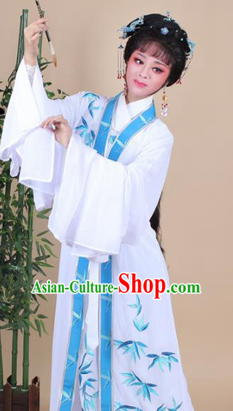 Chinese Traditional Shaoxing Opera Peri Embroidered Bamboo Dress Beijing Opera Hua Dan Costume for Women