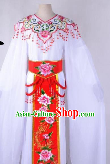 Chinese Traditional Shaoxing Opera Peri Embroidered Red Peony Dress Beijing Opera Hua Dan Costume for Women