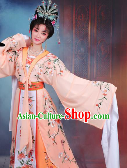 Chinese Traditional Shaoxing Opera Imperial Consort Embroidered Orange Dress Beijing Opera Hua Dan Costume for Women